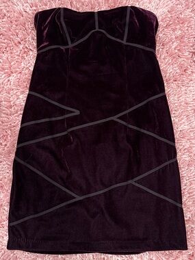 silence + noise Strapless Velvet Bodycon Dress in Plum Purple size small